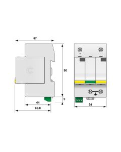 Surge protection Jean Mueller Typ 1+2, DS50PVS-880G/10KT1, 10kA 2p+G Kod producenta: C480293